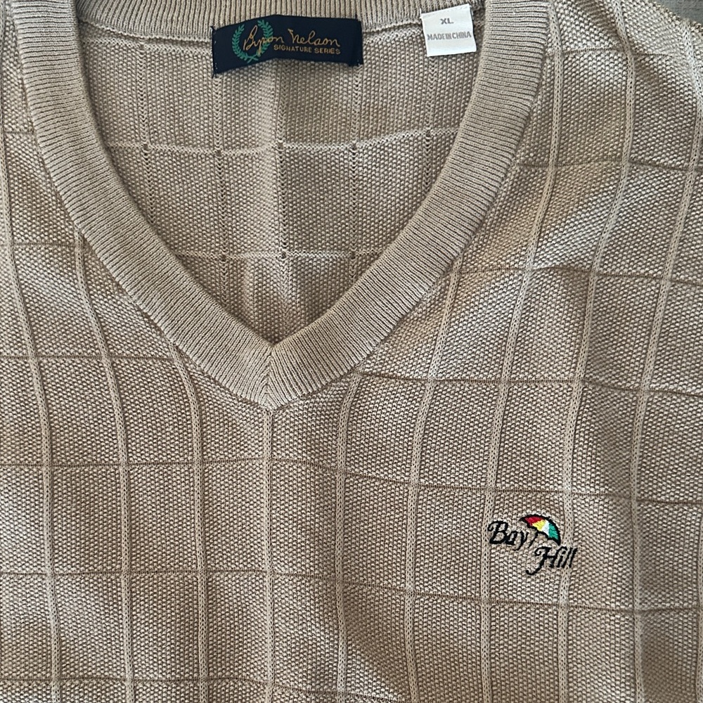 Men's Beige Sweater Vest, BayHill Golf Course